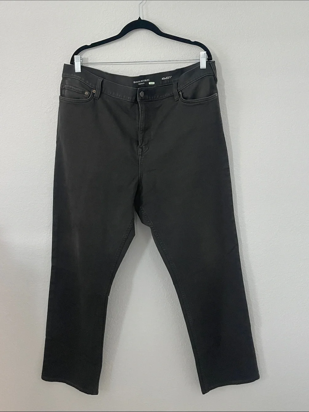 Banana Republic Traveler Pants Mens 40x32 Slim Fit Stretch Charcoal Gray